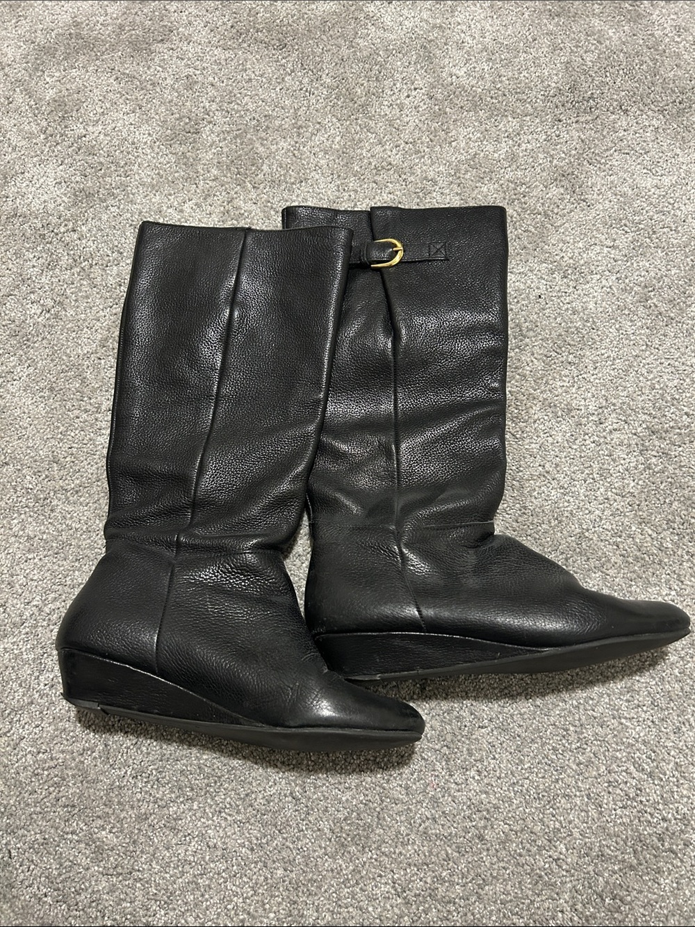 Classic Black Women's Mid-Calf Leather Boots
